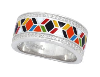 Belle Etoile Forma - Multicolor Enamel and White CZ Ring Size #8