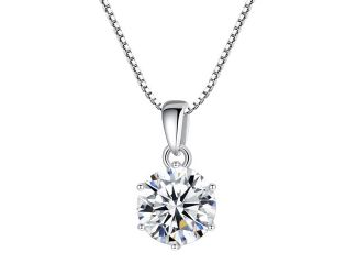 Sterling Silver 7mm Round Cut Moissante Stud Pendant