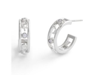 Signature C Open Hoop Earrings - Rhodium
