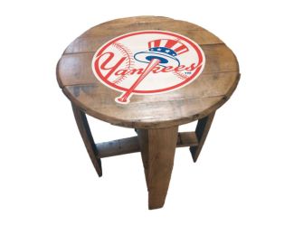 New York Yankees Oak Barrel Table