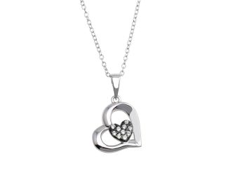 PARIKHS Rhodium Plated Heart Pendant Necklace with CZ in 925 Sterling Silver