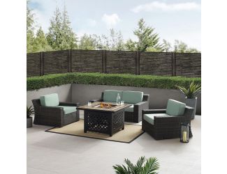 Beaufort 4Pc Outdoor Wicker Conversation Set W/Fire Table