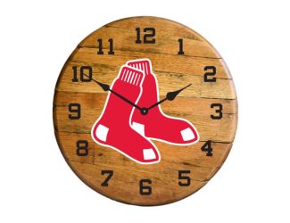 Boston Red Sox Oak Barrel Clock
