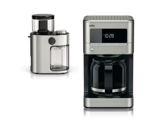 BrewSense 12-Cup Drip Coffee Maker plus Burr Coffee Grinder Package