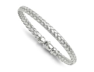 Sterling Rhodium-plated Weaved Silver Bangle