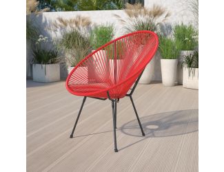 Red Papasan Oval Woven Basket Bungee Lounge Chair - Indoor/Outdoor Furniture