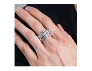 Emerald Channel Triple CZ Eternity Band - (6 carat) -  (size 8)