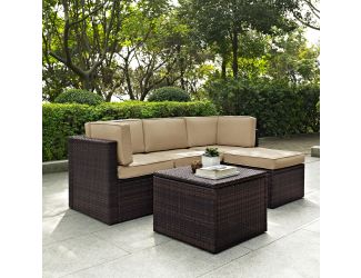 Palm Harbor 5 Piece Outdoor Wicker Seating Set With Sand Cushions