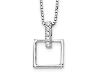 White Ice Sterling Silver RH Plated White Ice .05ct. Diamond Square 18" Necklace