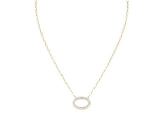 Aldrava Collection - Oval Pave Necklace, Gold. 16'-18" chain, 1.5" Dia. Oval Pendant