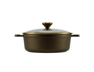 2qt Refined Collection Cast Iron Dutch Oven Saucepan w/ Glass Lid