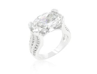Oval Three Stone Cubic Zirconia Ring