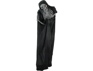 Life-Size Animatronic Reaper, Indoor/Outdoor Halloween Decoration, Light-up Red Eyes, Poseable, Batt
