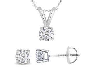 PARIKHS Round Privilege Diamond Screw Back Set 18K White Gold 0.10ct HIJ Color, VS2 Clarity