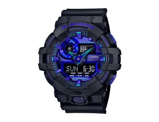 Mens G-Shock Virtual Black Metallic Analog/Digital Watch Blue Violet