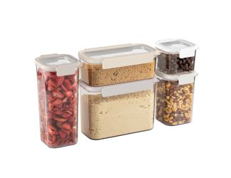 10pc Pantry Airtight Dry Food Storage Set White Stone