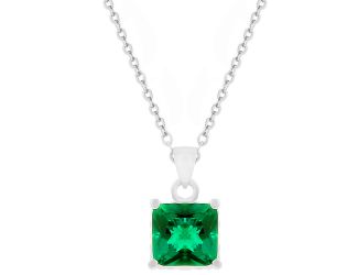 Double Trouble Emerald Green and Pave CZ Square Pendant