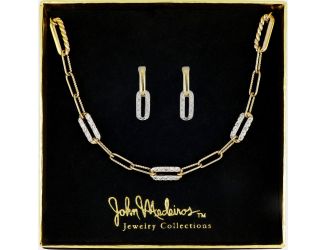 Petite Pave Diamante Gift set - Gold Necklace and earrings. N5357-GF04 & M5339-GF00