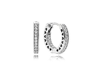 Pave Heart Hoop Earrings
