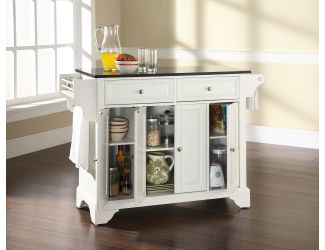 LaFayette Black Granite Top Kitchen Island (White)