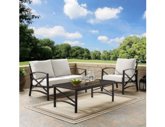 Kaplan 3Pc Outdoor Loveseat Patio Furniture Set