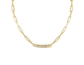 Diamante Necklace Link Pav Bar - Gold. 16''-18" chain Adjustable. Bestseller!
