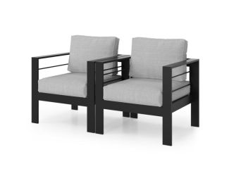 Outdoor 2-Piece Patio Chairs w/Cushions - Light Gray