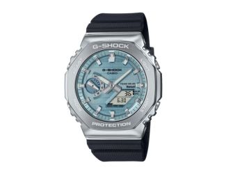 Men's 2100 G-Shock Octagon Slim Ana-Digi Black Resin Watch Blue Dial
