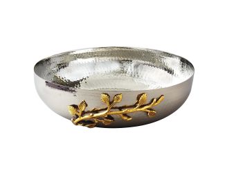 Gilt Leaf 12" Hammered Salad Bowl