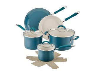 10pc Cucina Ceramic Cookware Set Marine Blue
