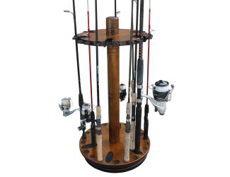 30-Fishing Rod Round Storage Rack - Dark Stain