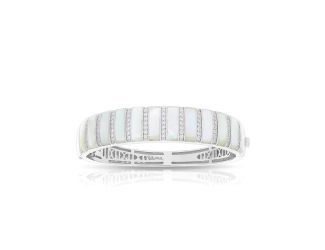 Belle Etoile Round Cubic Zirconia studded White Regal Stripe Bangle - 925 Sterling Silver.