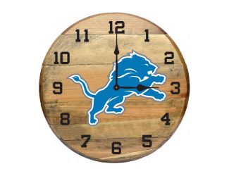 Detroit Lions Oak Barrel Clock