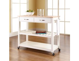 Wood Top Kitchen Cart/Island w/Optional Stool Storage