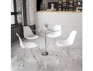 23.75" Square Glass Table with 30"H Chrome Base - Event and Cocktail Table