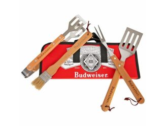 Budweiser Ready to Serve Fabric Grill Set for Outdoor Fun - Red