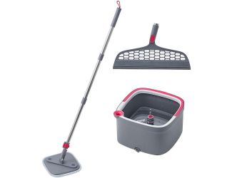 True Clean Mop and Bucket System with Silicone Floor Sweeper Deluxe Set