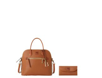 Pebble Grain Large Domed Satchel and Continental Clutch Set
