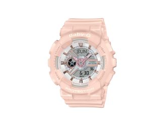 Ladies Baby-G Analog/Digital Pink Band Watch Silver Dial
