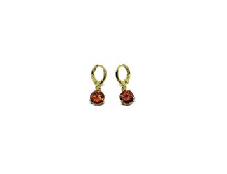 Gold Tone Cocktail Drop Earrings in Red