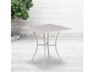 28" Square Lt Gray Indoor-Outdoor Steel Patio Table - Restaurant Seating