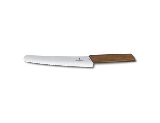 Swiss Modern Wood Bread Knife, 8", Serrated Blade