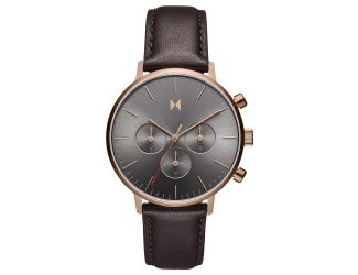 Mens Legacy Traveler Dual Time Grizzly Brown Leather Strap Watch Gray Dial