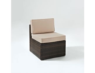 Palm Harbor Outdoor Wicker Center Chair In Brown With Sand Cushions
