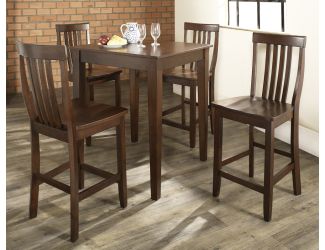 5 Pc Pub Set w/Tapered Leg & Schoolhouse Stools (Mahogany)