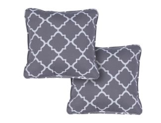 Set of 2 Lattice Indoor/Outdoor Throw Pillows in Grey