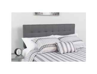Quilted Tufted Upholstered Queen Size Headboard in Dark Gray Fabric