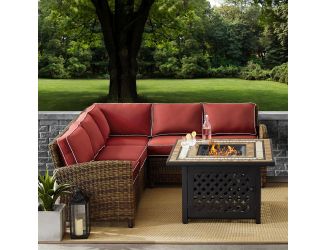Bradenton 4-Piece Outdoor Wicker Seating Set With Sangria Cushions