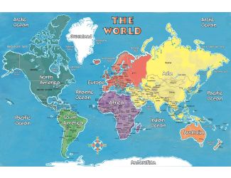 Young Explorer World Map - Large42"W x 30" H