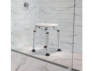 Tool-Free 300 Lb. Capacity, Adjustable White Bath & Shower Stool